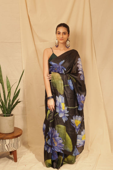 Tusser Silk Modern Floral Saree